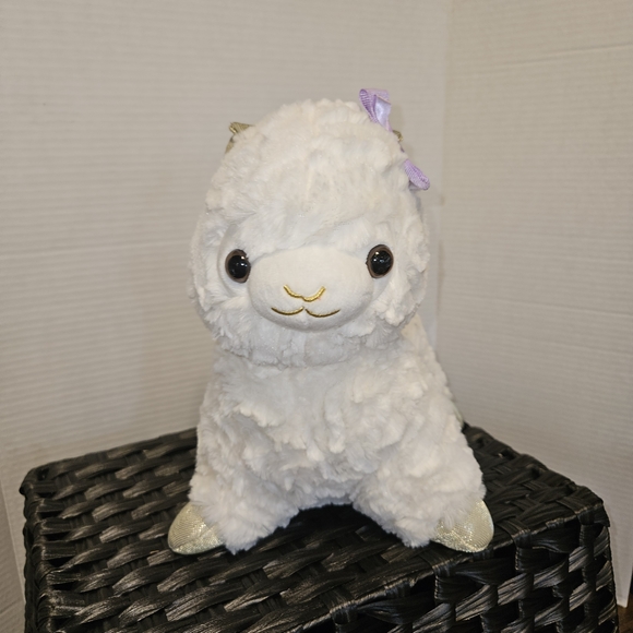 Snuggle Buddy White Plush Alpaca with Lavender Bow Heat & Hug Toy - Picture 2 of 4